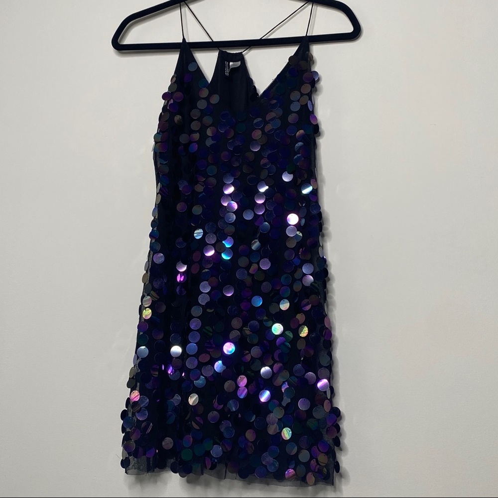Mini strapped sequin black dress